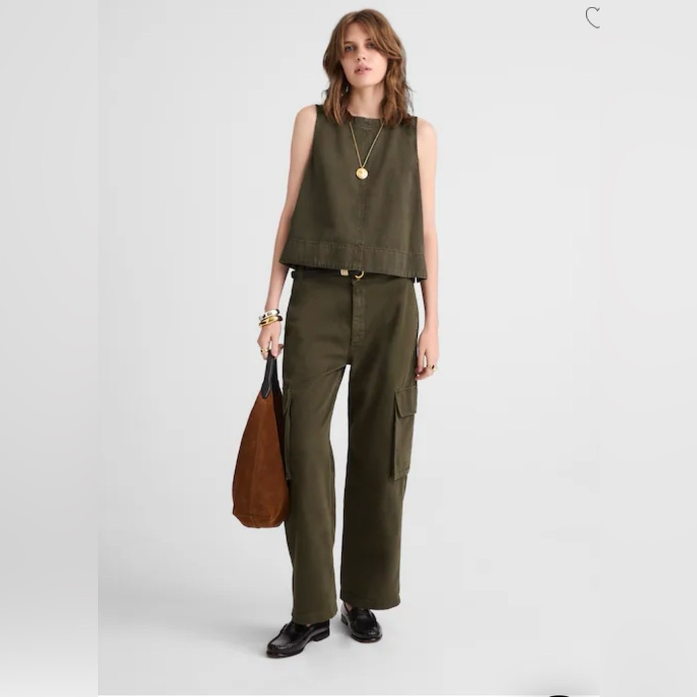 Madewell Utility Wide-Leg Trousers Faded Ivy Green Size 28 NWT